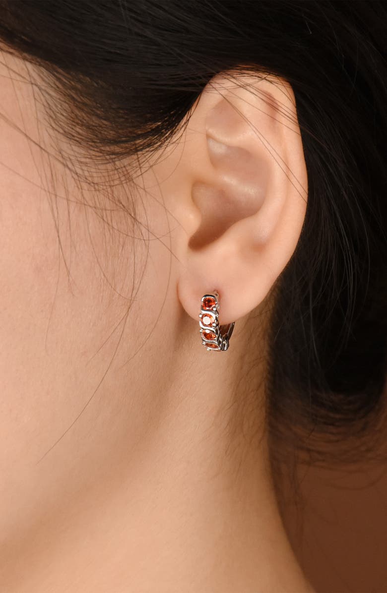 BLING JEWELRY Blue CZ Huggie Hoop Earrings, Alternate, color,