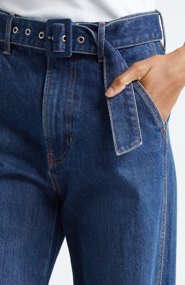 Veronica Beard Taylor Belted High Waist Wide Leg Jeans, Alternate, color, Dusted Oxford