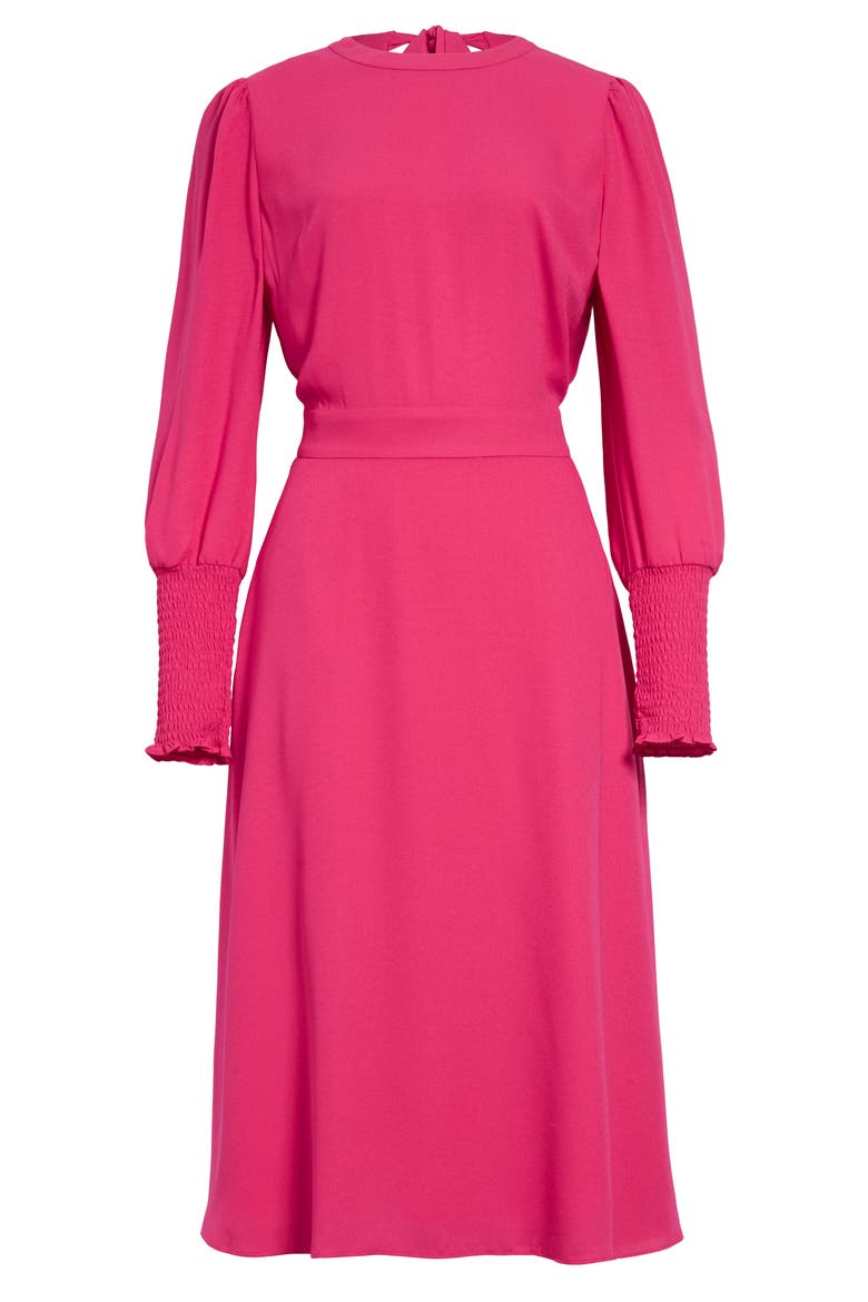 Tie Back Long Sleeve Dress, Alternate, color, PINK YARROW