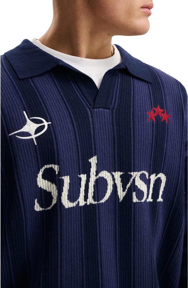 Cotton On Men's Box Fit Rugby Polo, Alternate, color, Navy Stripe