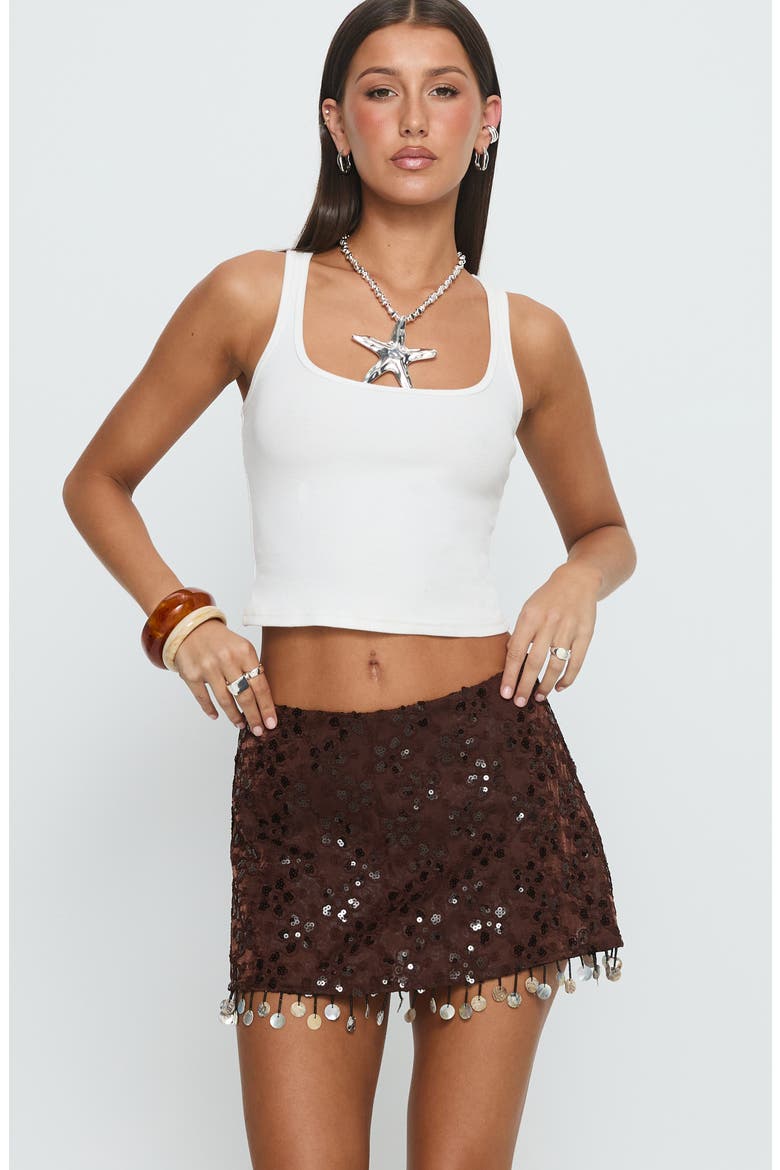 We Made It Sequin Beaded Miniskort, Alternate, color, BROWN