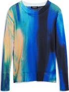 Desigual Abstract Print Fine Gauge Crewneck Sweater