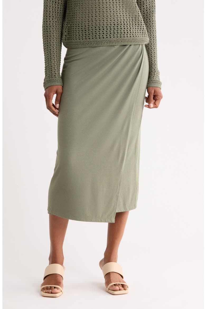 Draped Midi Skirt, Main, color, SEA FERN