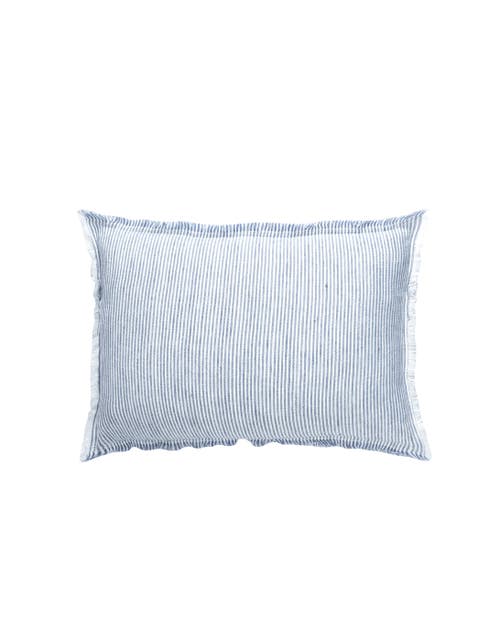 Anaya Fringe Linen Pillow Cover Only In Chambray Blue Pinstripe