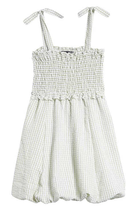 Kids' Gingham Smocked Seersucker Bubble Dress (Little Kid)