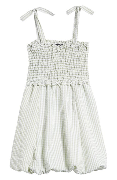 Shop Ava & Yelly Kids' Gingham Smocked Seersucker Bubble Dress In Sage