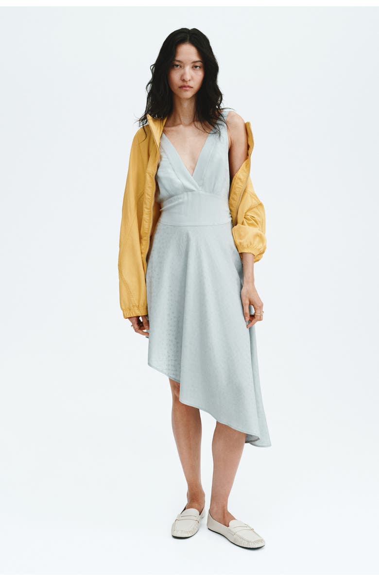 H&M Asymmetric Jacquard-weave Dress, Alternate, color, Light Dusty Turquoise