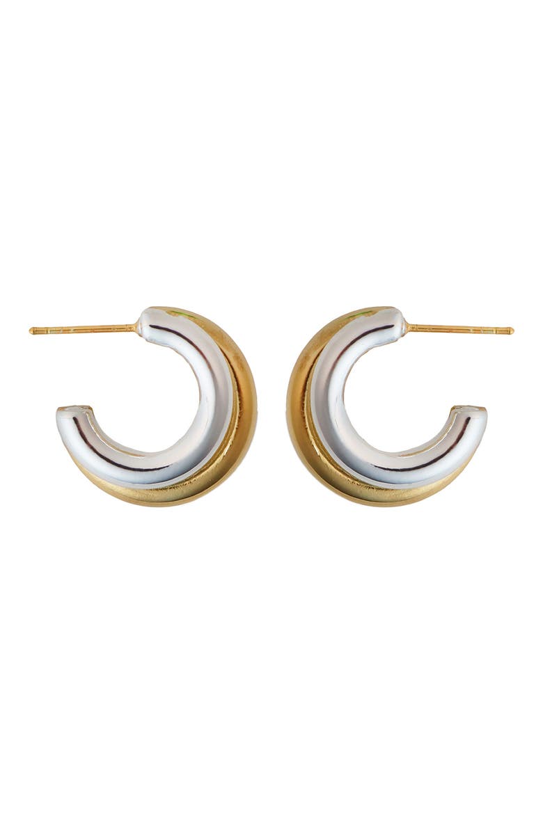 Two-Tone Row Hoop Earrings, Main, color, TWO TONE
