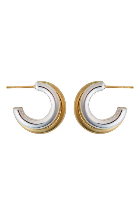 Two-Tone Row Hoop Earrings