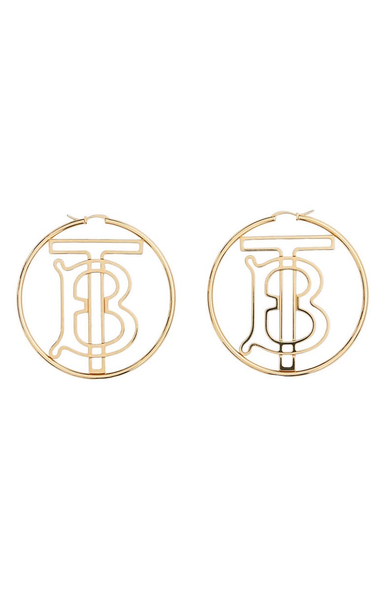 Burberry TB Monogram Outline Hoop Earrings, Main, color, 