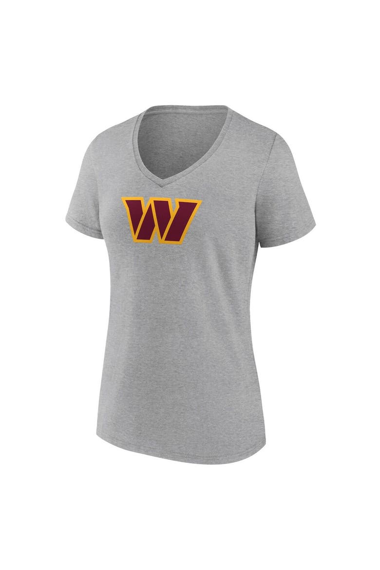 Women's Fanatics Branded Heathered Gray Washington Commanders Primary Logo V-Neck T-Shirt, Alternate, color, Heather Gray