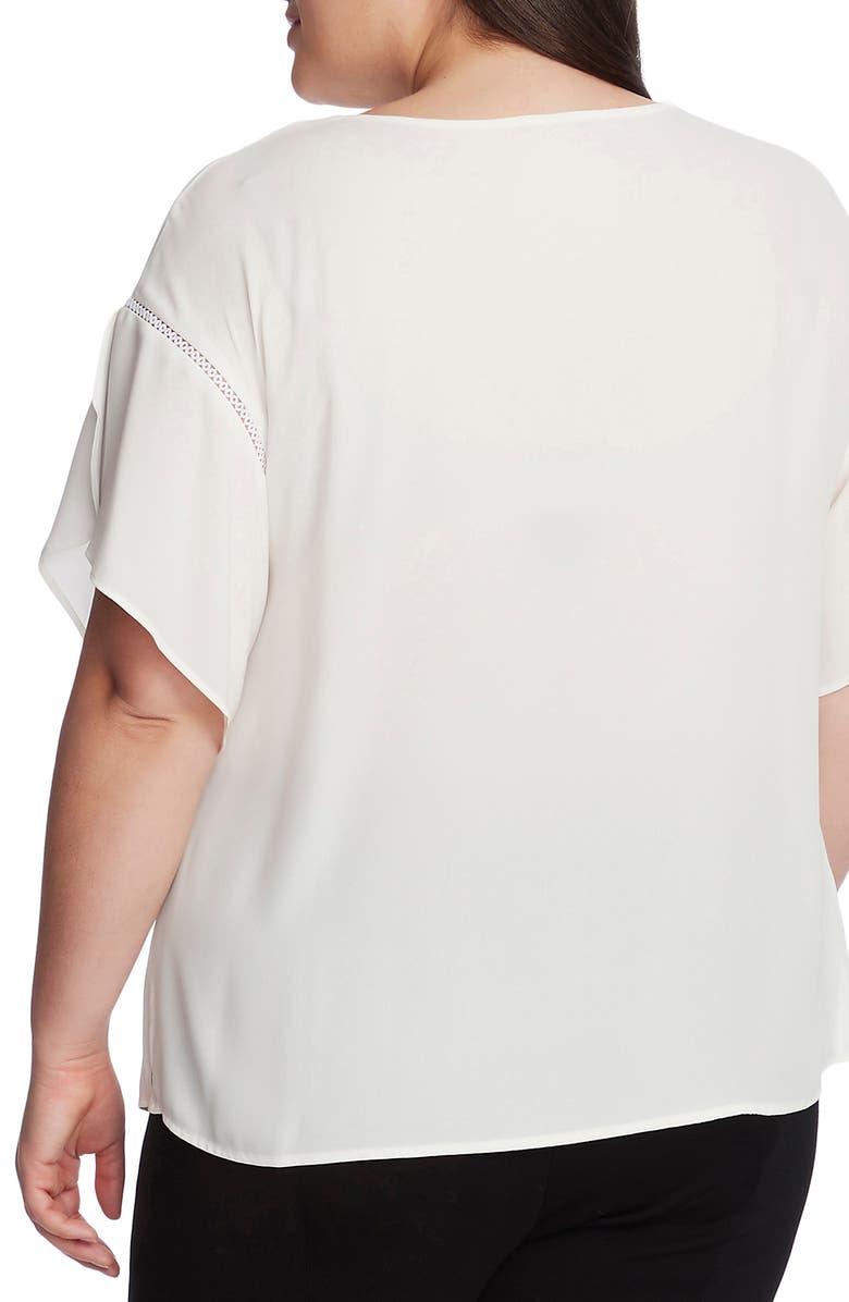 Vince Camuto Crochet Detail Tulip Sleeve Georgette Blouse, Alternate, color,