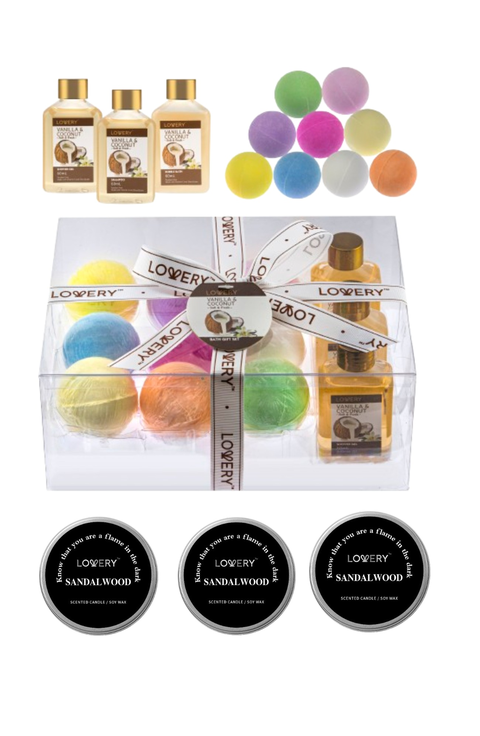 15-Piece Relaxation Gift Set with Bath Bombs, Shower Gel, Bubble Bath, Shampoo and Soy Scented Candles