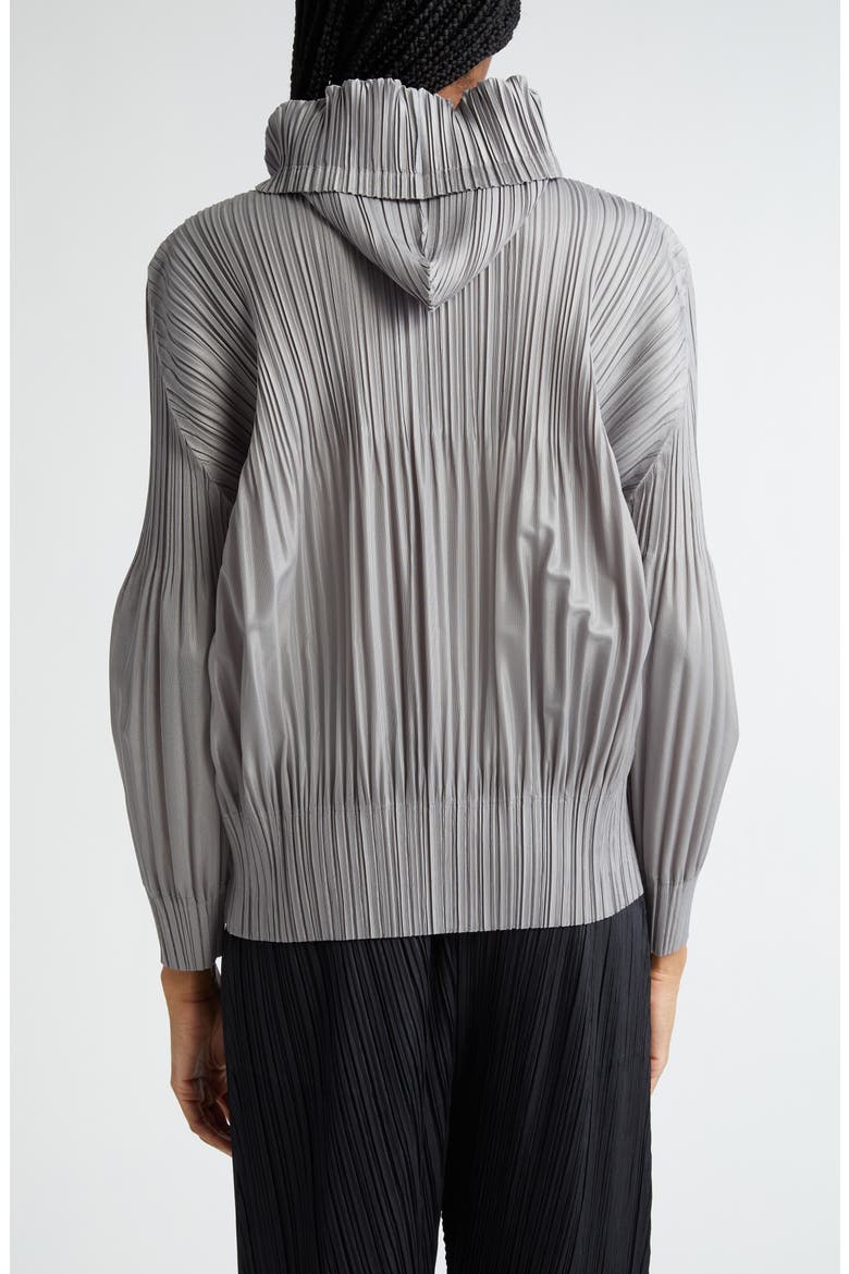 Pleated Zip Front Hoodie, Alternate, color, COOL GRAY