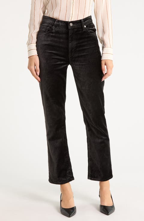 Le Sleek Velvet Ankle Straight Leg Pants
