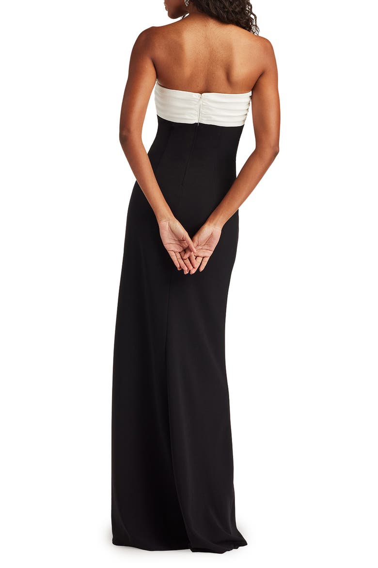 Taffeta Bow One-Shoulder Gown, Alternate, color, BLACK/ WHITE