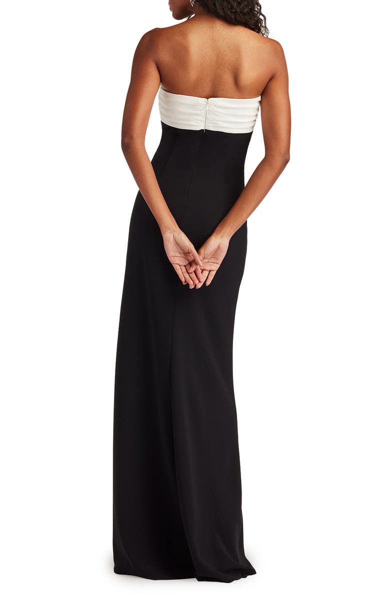 Tadashi Shoji Taffeta Bow One-Shoulder Gown, Alternate, color, Black/ White