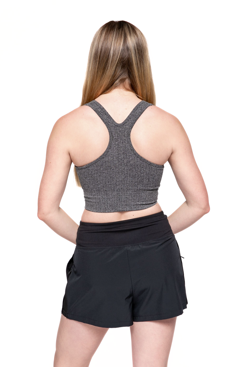Set Point Performance Longline Herringbone Bra, Alternate, color, Black/White
