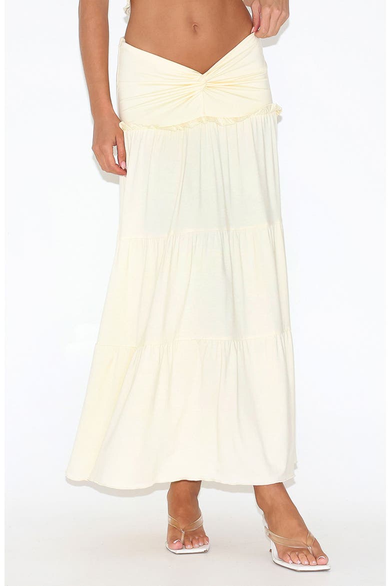 Katya Knot Low Rise Tiered Maxi Skirt, Main, color, WHITE