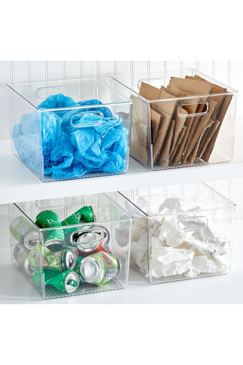Storage Bins with Handles - Organize Kitchen, Bathroom, or Home Office - Set of 4 - Clear, Alternate, color, Clear
