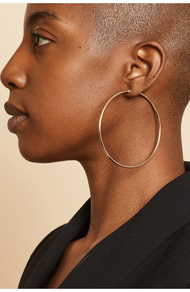 Oradina 14K Gold Everything Oversized Hoop Earrings, Alternate, color, White Gold