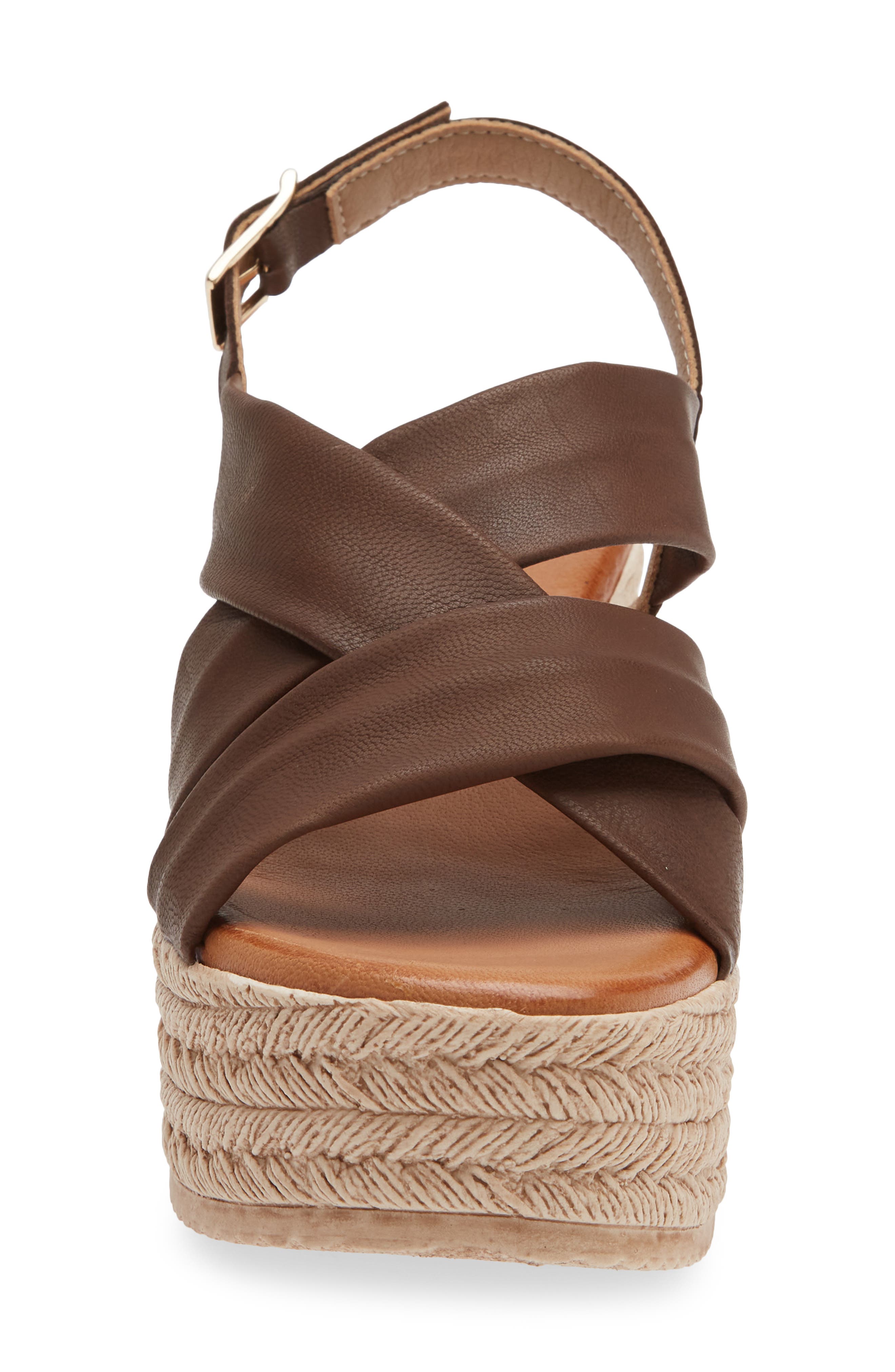 Cordani Bennie Slingback Espadrille Platform Wedge Sandal, Alternate, color, Brown Leather