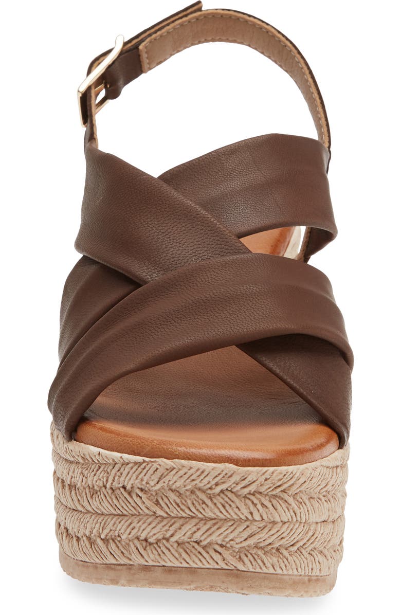 Cordani Bennie Slingback Espadrille Platform Wedge Sandal, Alternate, color, Brown Leather