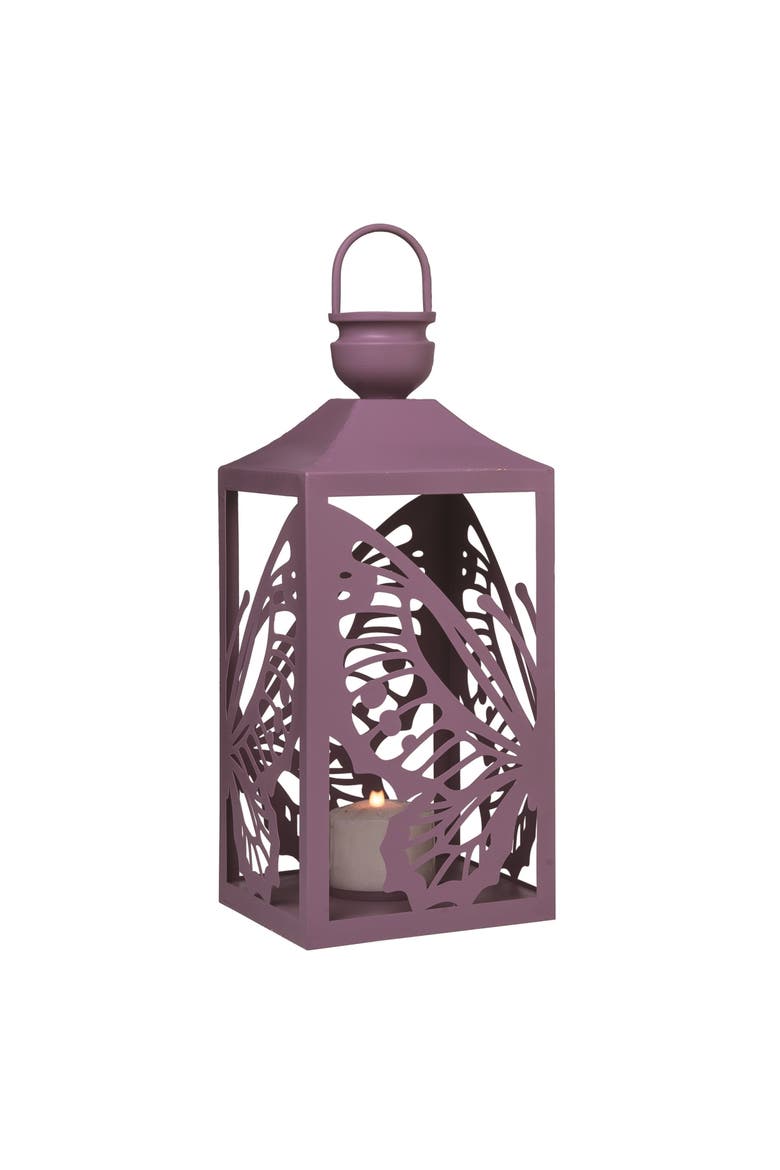 19.5 Inch Green Spring Butterfly Lantern Metal Candle Holder for Home Decor, Main, color, Green
