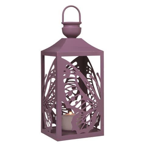 19.5 Inch Green Spring Butterfly Lantern Metal Candle Holder for Home Decor