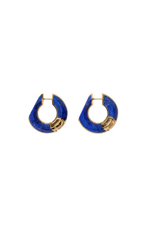 Lapis Large Hollow Hoop Earrings
