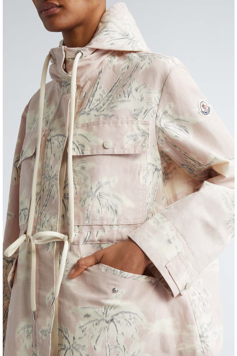 Marpe Palm Print Hooded Jacket, Alternate, color, BEIGE