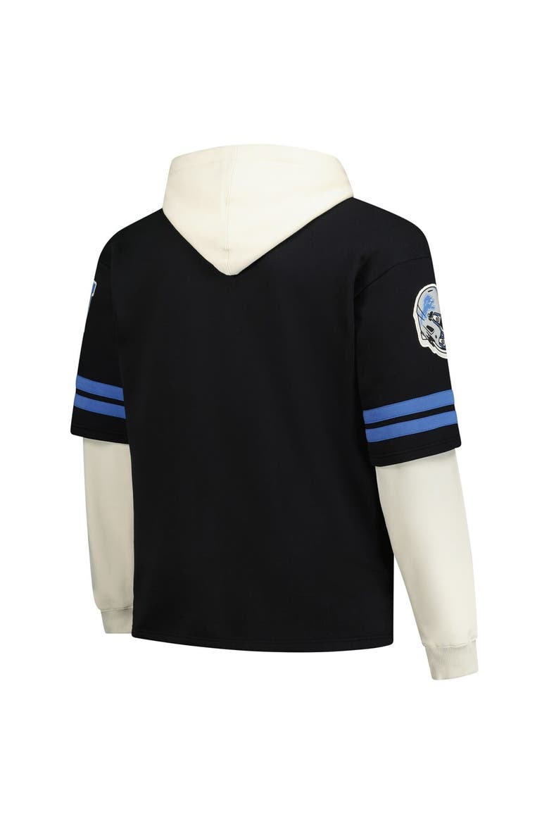 Men's '47 Black Detroit Lions Big & Tall Split Zone Cornerback V-Neck Hoodie, Alternate, color, Black