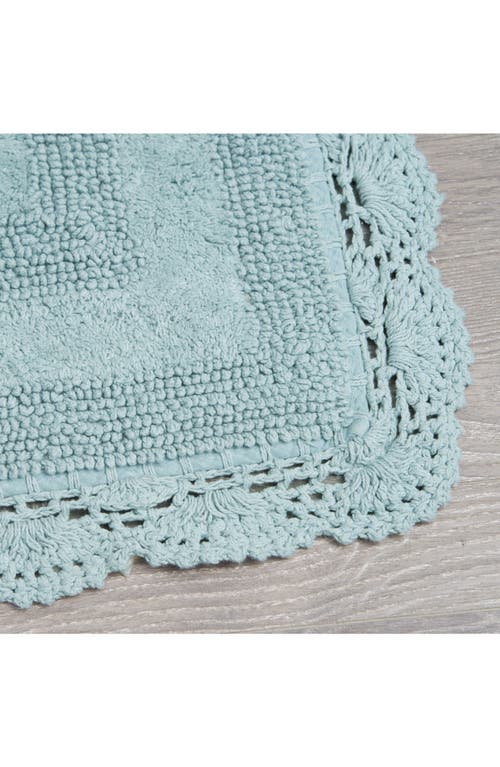 Laura Ashley Reversible Crochet Cotton 2-piece Bath Mat Set In Blue