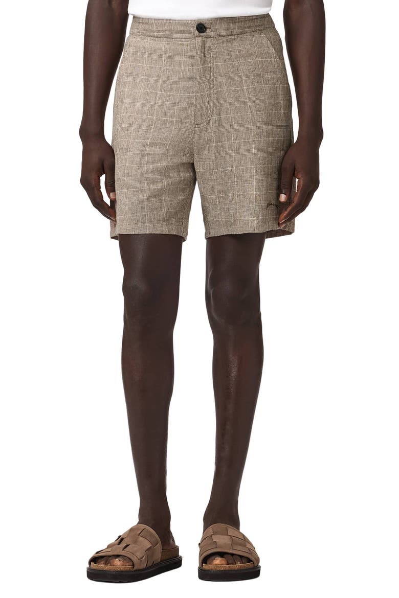 Keal Glen Plaid Linen Blend Shorts, Main, color, SEDIMENT BROWN