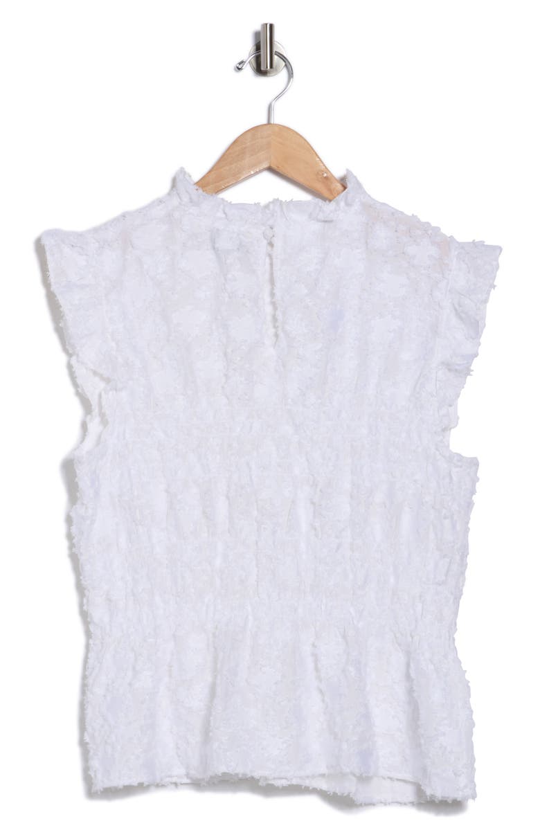 ELIE ELIE TAHARI Ruffle Neck Sleeveless Peplum Top, Alternate, color, White