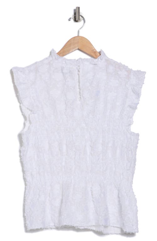 Elie Elie Tahari Ruffle Neck Sleeveless Peplum Top In White