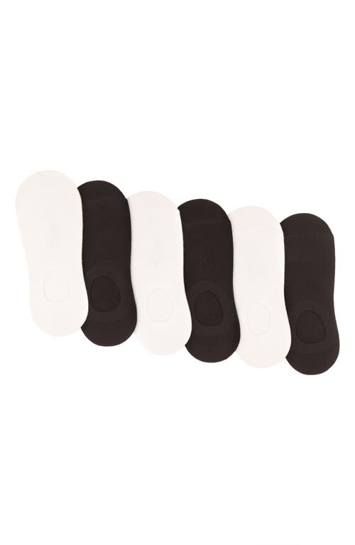 Felina Assorted 6-pack Super No-show Socks In Black/white