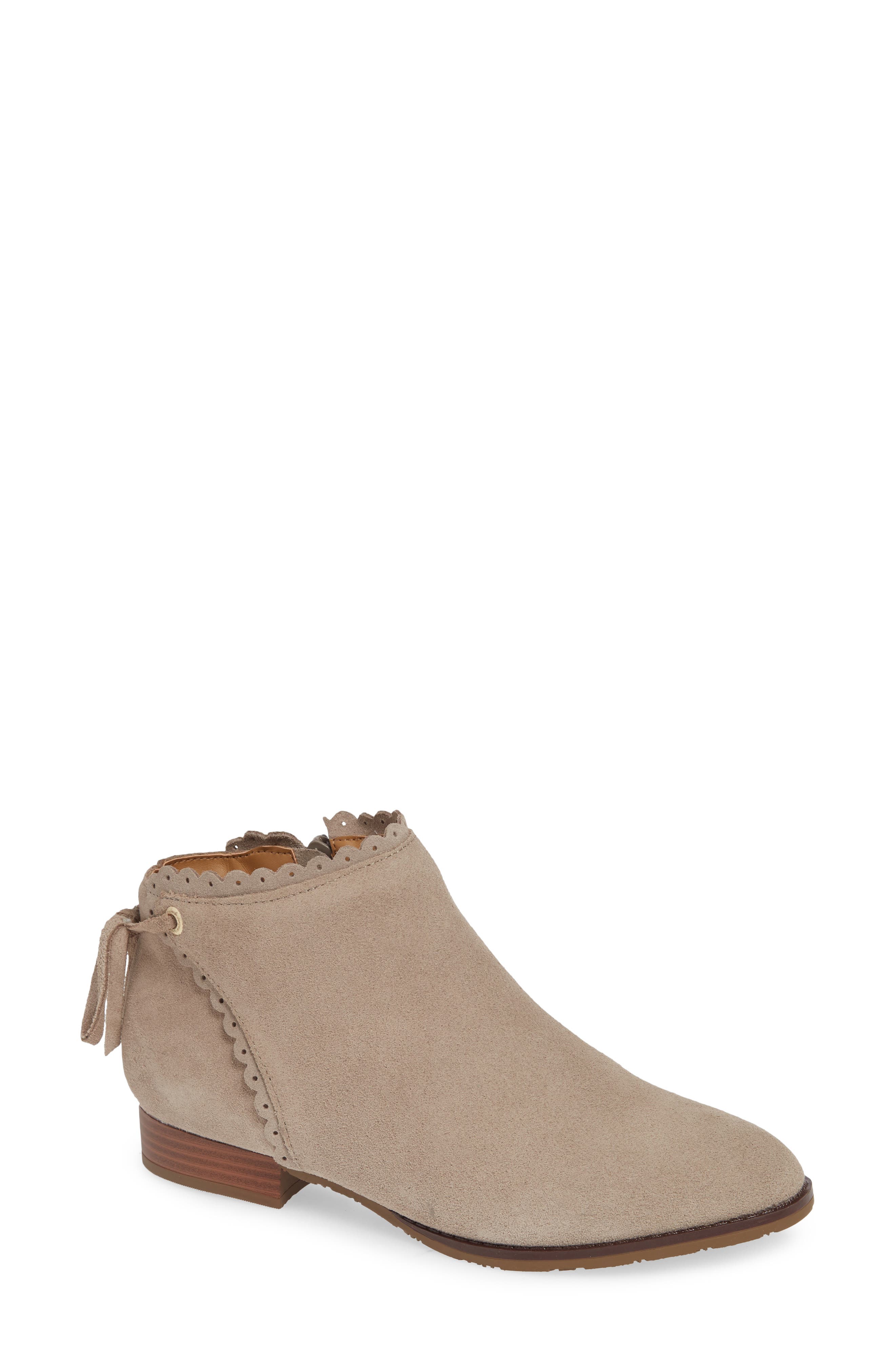 Scalloped Ankle Bootie, Main, color, DOVE GREY SUEDE