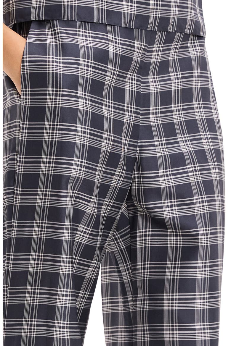 Fluid Plaid High Waist Straight Leg Silk Pants, Alternate, color, NAVY MULTI