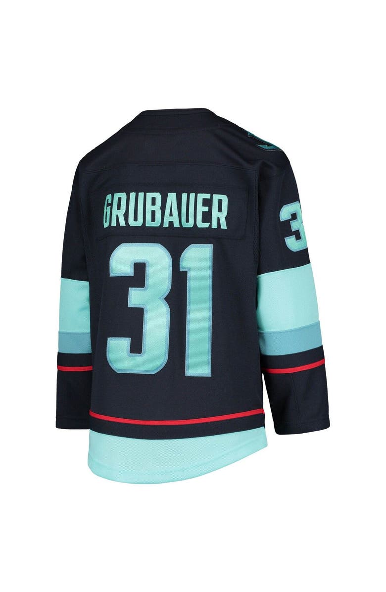 Outerstuff Youth Philipp Grubauer Deep Sea Blue Seattle Kraken Home Premier Player Jersey, Alternate, color, Navy