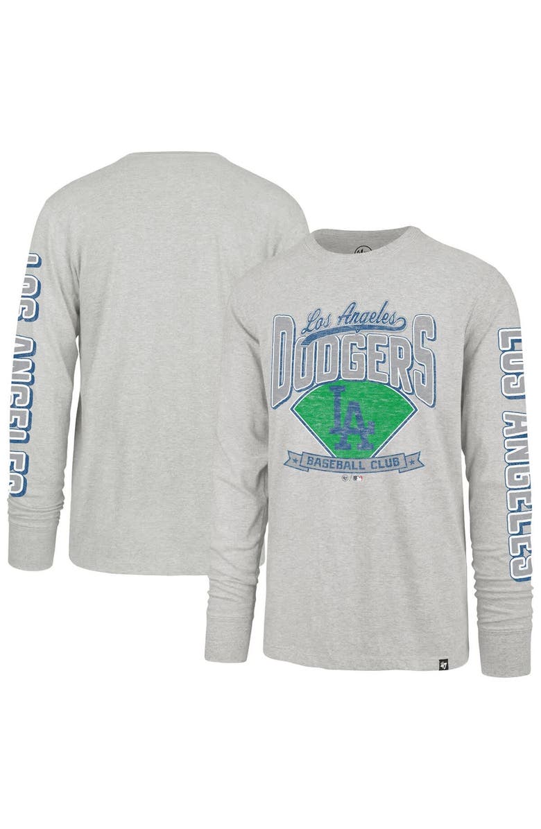 '47 Men's '47 Gray Los Angeles Dodgers Big & Tall Distressed Franklin Long Sleeve T-Shirt, Main, color, Gray