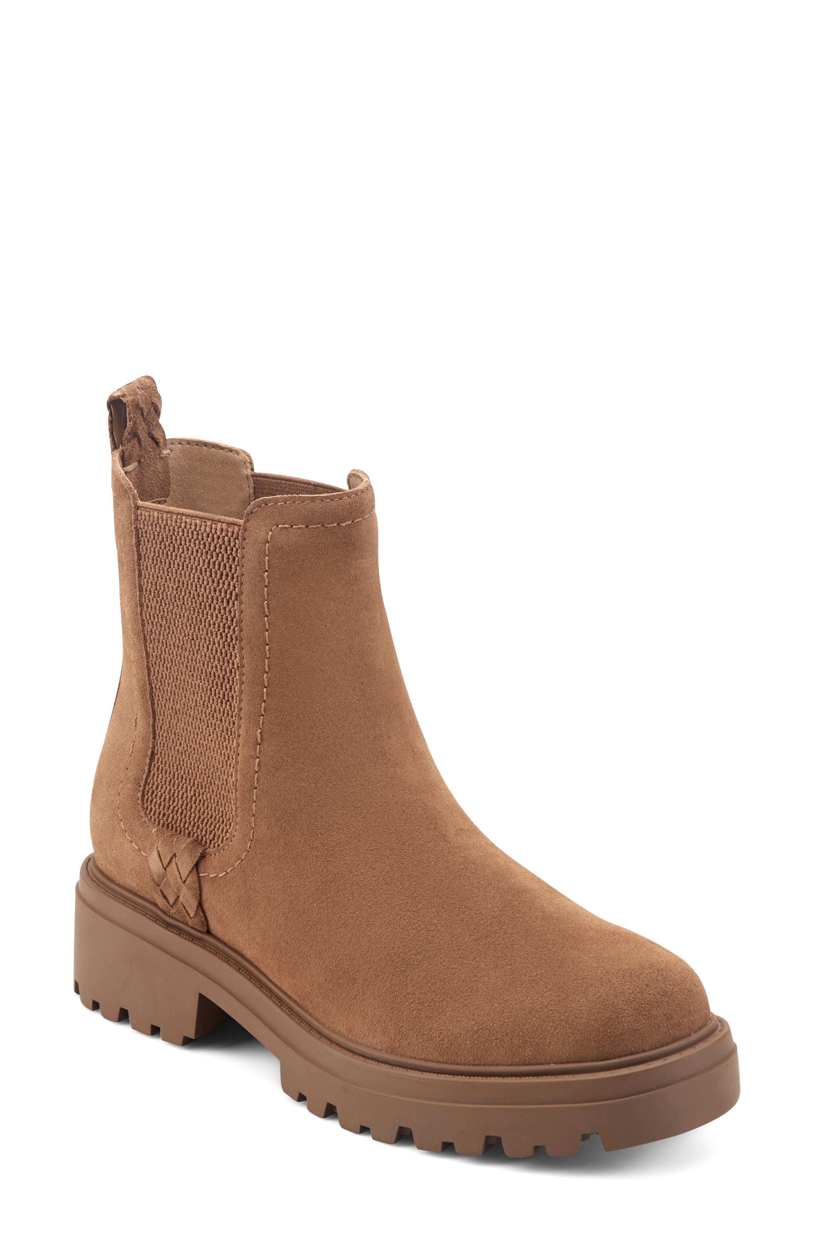 Alexxy Waterproof Chelsea Boot Leather, Main, color, DARK NATURAL