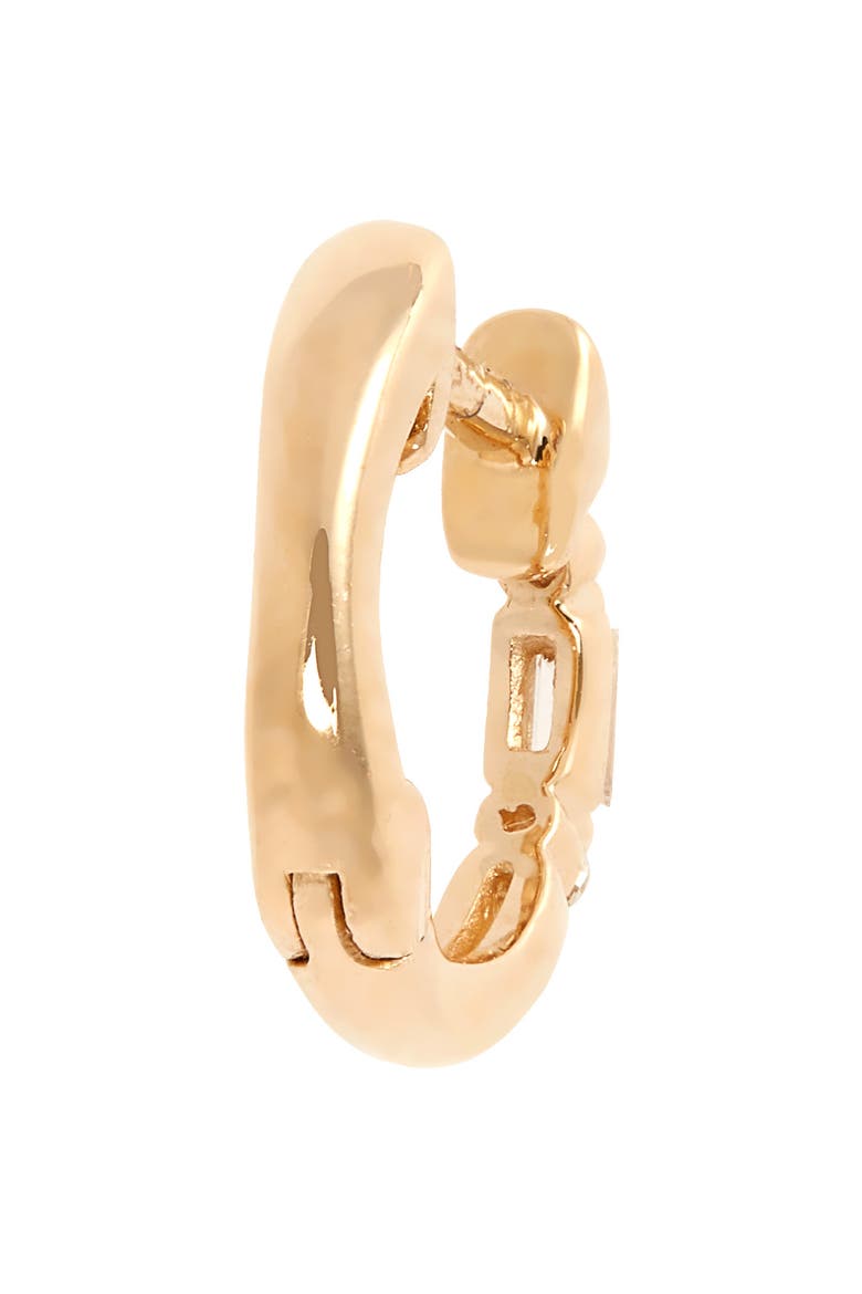 Sadie Pearl Mini Baguette Diamond Huggie Hoop Earrings, Alternate, color, YELLOW GOLD