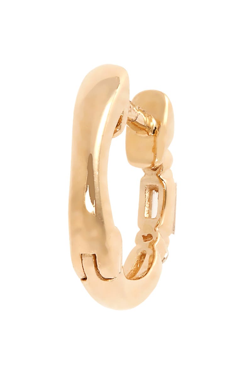 Dana Rebecca Designs Sadie Pearl Mini Baguette Diamond Huggie Hoop Earrings, Alternate, color, 