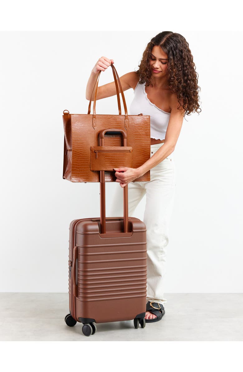 Béis The Large Croc Embossed Work Tote & Laptop Sleeve, Alternate, color,