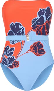 Milly Skewed Petal Strapless One-Piece Swimsuit