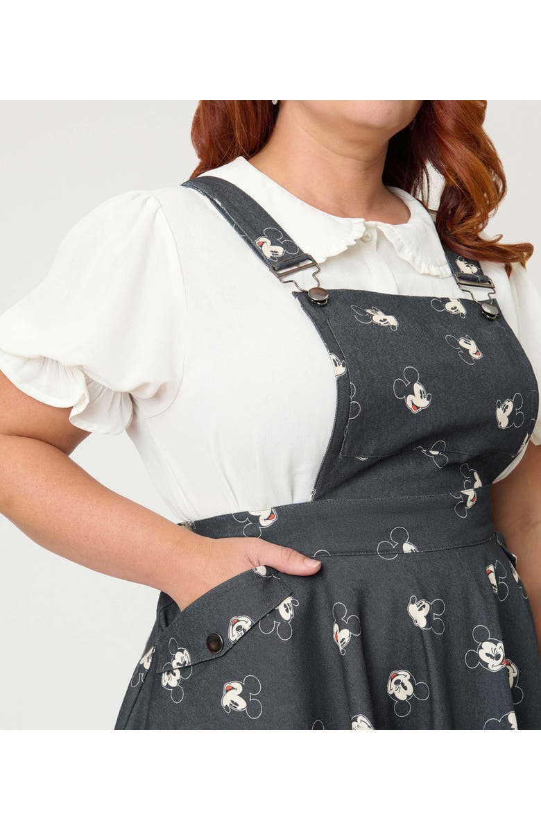 Unique Vintage Plus Size Brionne Pinafore Skirt, Alternate, color, Black Mouse Print