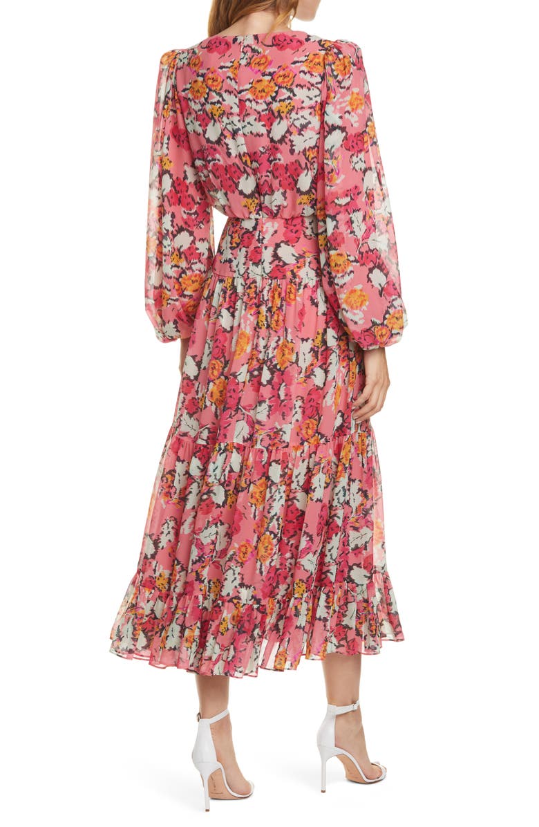 SALONI Isabel Floral Long Sleeve Silk Maxi Dress, Alternate, color,