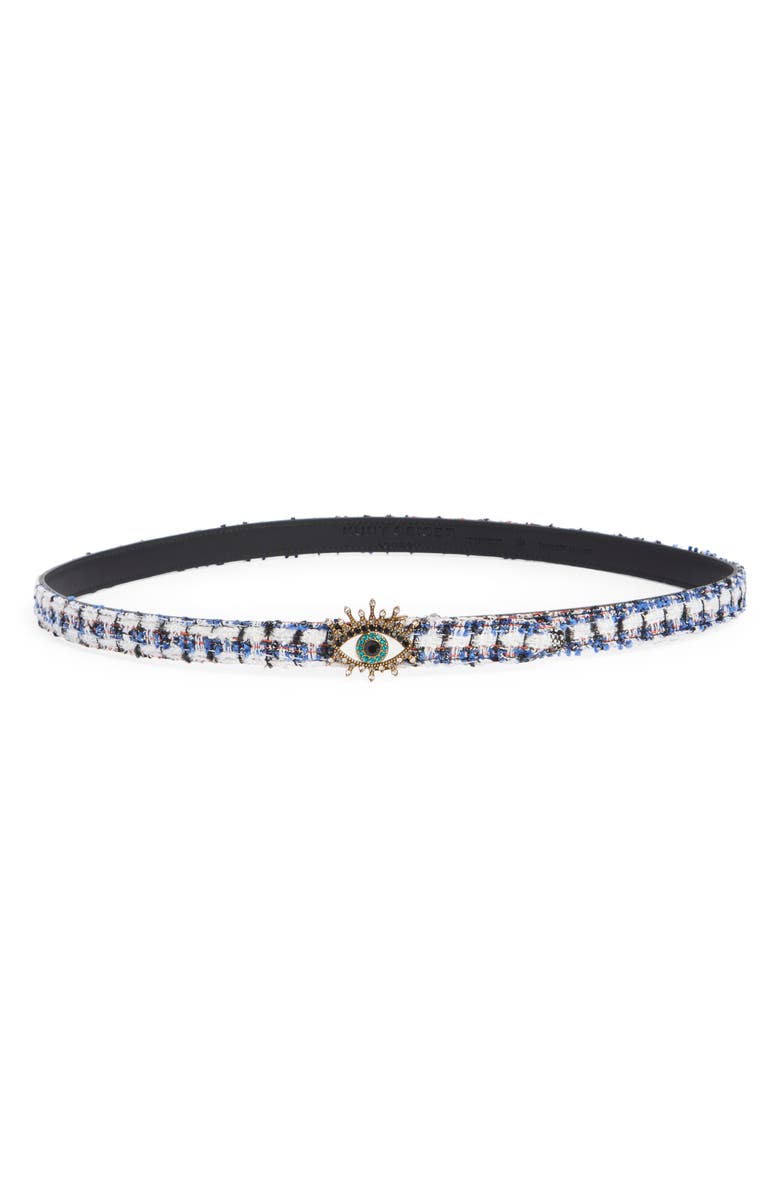 Kurt Geiger London Tweed Evil Eye Buckle Belt Kurt Geiger London Crystal Embellished 38mm Evil Eye Belt  main image 2