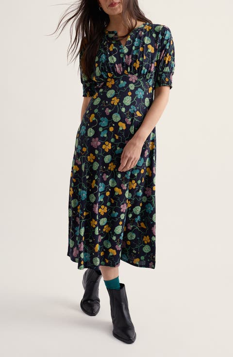 Fenil Floral Print Organic Cotton Blend Midi Dress